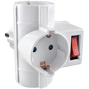 Triple schuko 16A con interruptor lateral