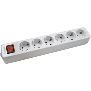 Base de 6 tomas con interruptor 16A