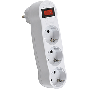 Base schuko de 3 tomas con interruptor 