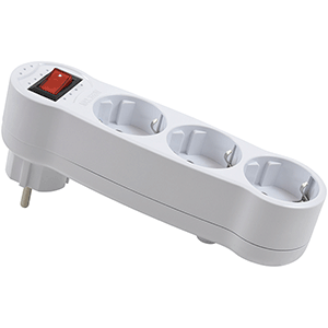 Base schuko de 3 tomas con interruptor 