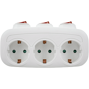 Base schuko 3 tomas con interruptor individual