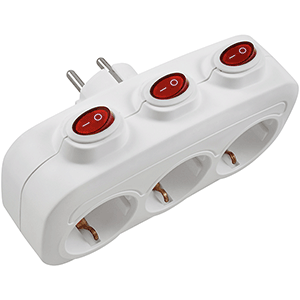 Base schuko 3 tomas con interruptor individual