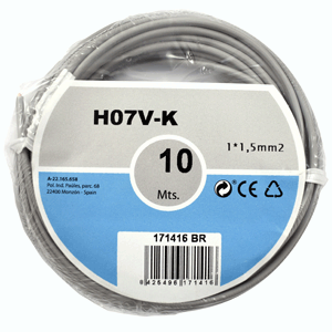 Hilo de línea h07v-k 1x1.5mm² 10m gris