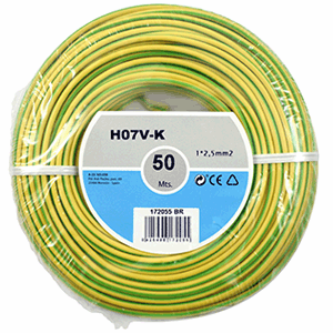 Hilo de línea h07v-k 1x2.5mm² 50m tierra