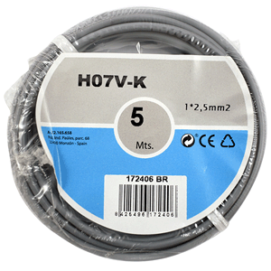 Hilo de línea H07V-K 1x2.5mm² 5m gris