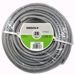 Manguera redonda h05vv-f 3x1mm² 25m gris