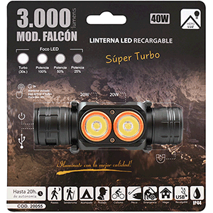 Linterna frontal LED super turbo rec.3000LM 40W