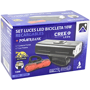 Set luces bicicletas recargables 10W.