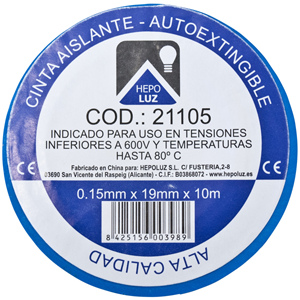 Cinta aislante 10mx19mm azul 