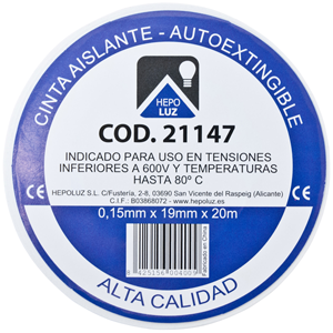 Cinta aislante 20mx19mm blanca 