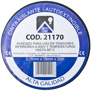 Cinta aislante 20mx19mm negra 