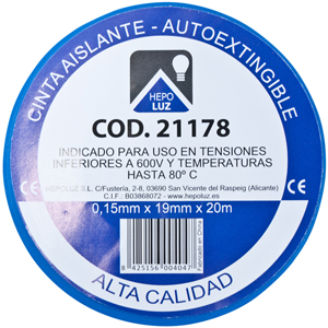 Cinta aislante 20mx19mm azul 