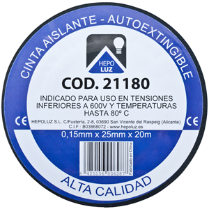 Cinta aislante 25mx20mm negra