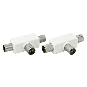 Conector TV triple 1 Macho + 2 Hembras 9.5mm blanco