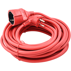 Alargo manguera  con clavija y base H05VV-F3G1.5 mm 15m rojo  