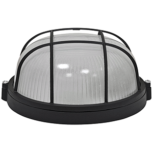 Aplique plano redondo con rejilla E27 60W 170x80mm negro