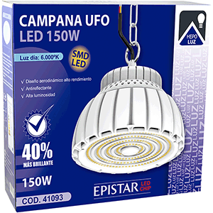 Campana UFO LED 150W 6000ºK, color blanco