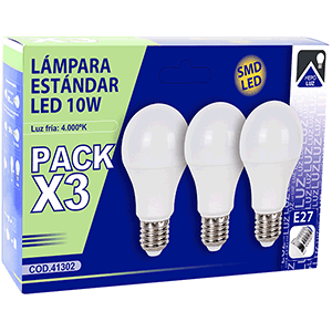 Set lámparas estándar LED 10W E27 4000ºK 3 uds