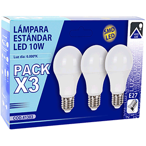 Set lámparas estándar LED 10W E27 6000ºK 3 uds