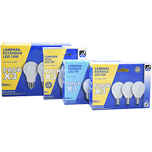 Set lámparas esféricas LED 5W E27 3000ºK 3 uds