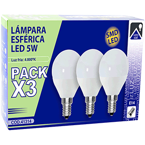 Set lámparas esféricas LED 5W E14 4000ºK 3 uds