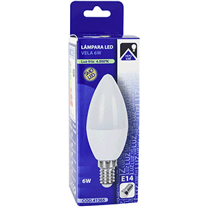 Lámpara vela LED E14 6W 4000ºK