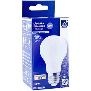 Lámpara estándar LED 360º E27 12W 6000ºK.