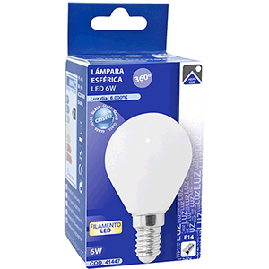 Lámpara esférica  LED 360º 6W E14 6000ºK.