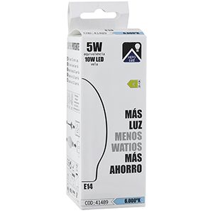 Lámpara vela Súper LED 5W E14 6000ºK