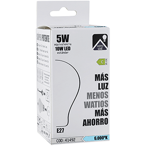 Lámpara estándar Súper LED 5W E27 6000ºK