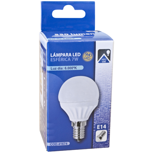 Lámpara opal esférica SMD LED E14 7W 6000K