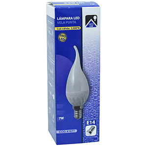 Lámpara opal vela punta LED E14 7W 3000ºK