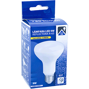 Lámpara LED  R63 E27 9W  3000ºK