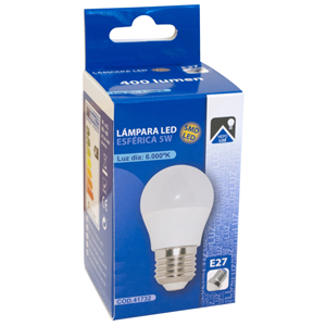 Lámpara esférica SMD LED E27 5W 6000ºK