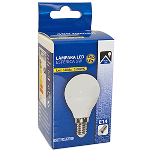 Lámpara esférica SMD LED E14 5W 3000ºK