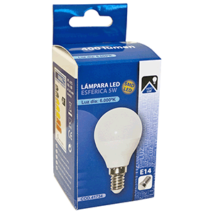 Lámpara esférica SMD LED E14 5W 6000ºK