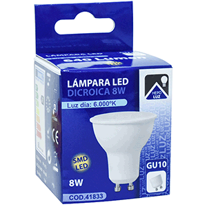 Lámpara LED dicroica GU10 8W 6000ºK