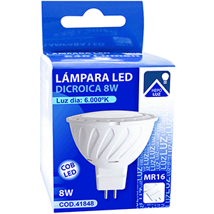 Lámpara LED COB dicroica ABS MR16 8W 6000ºK 12V