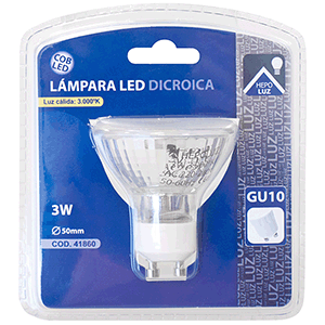 Lámpara LED COB dicroica 50mm GU10 3W 300lm 220V 3000ºK