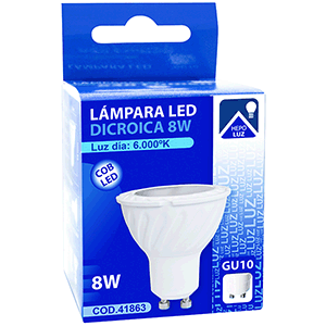 Lámpara LED COB dicroica GU10 8W 6000ºK