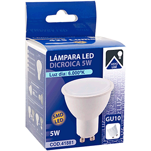 Lámpara dicroica  LED SMD GU10 5W 6000ºK