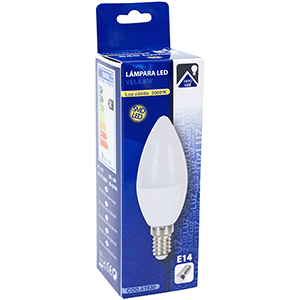 Lámpara LED vela E14 8W 3000ºK