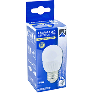 Lámpara LED esférica E27 10W 3000ºK