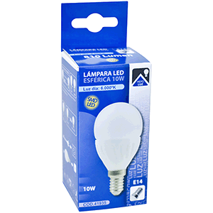 Lámpara LED esférica E14 10W 6000ºK