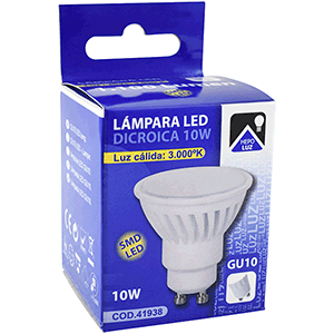 Lámpara LED dicroica GU10 10W 3000ºK