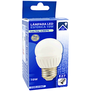 Lámpara esférica LED E27 10W 4000ºK