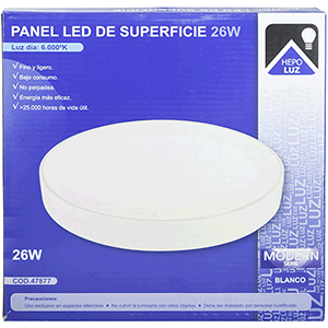 Panel LED redondo de superficie 26W 6000ºK blanco modelo Modern.