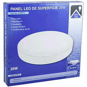 Panel LED redondo de superficie 26W 6000ºK blanco modelo Modern.