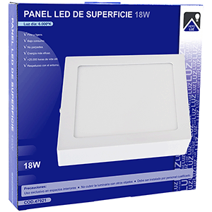 Panel LED cuadrado de superficie 18W 6000ºK