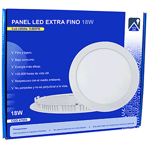 Panel LED redondo 18W 3000ºK blanco